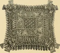 An illustration from Art needlework. A complete manual of embroidery in silks and crewels, with full instructions as to stitches, materials, and implements. Containing also a large number of original designs and a handsome coloured design for crewel work (1882)