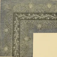 An illustration from Art needlework. A complete manual of embroidery in silks and crewels, with full instructions as to stitches, materials, and implements. Containing also a large number of original designs and a handsome coloured design for crewel work (1882)