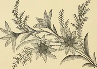 An illustration from Art needlework. A complete manual of embroidery in silks and crewels, with full instructions as to stitches, materials, and implements. Containing also a large number of original designs and a handsome coloured design for crewel work (1882)