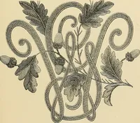 An illustration from Art needlework. A complete manual of embroidery in silks and crewels, with full instructions as to stitches, materials, and implements. Containing also a large number of original designs and a handsome coloured design for crewel work (1882)