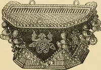An illustration from Art needlework. A complete manual of embroidery in silks and crewels, with full instructions as to stitches, materials, and implements. Containing also a large number of original designs and a handsome coloured design for crewel work (1882)