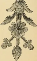 An illustration from Art needlework. A complete manual of embroidery in silks and crewels, with full instructions as to stitches, materials, and implements. Containing also a large number of original designs and a handsome coloured design for crewel work (1882)