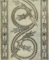 An illustration from Art needlework. A complete manual of embroidery in silks and crewels, with full instructions as to stitches, materials, and implements. Containing also a large number of original designs and a handsome coloured design for crewel work (1882)