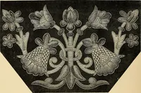 An illustration from Art needlework. A complete manual of embroidery in silks and crewels, with full instructions as to stitches, materials, and implements. Containing also a large number of original designs and a handsome coloured design for crewel work (1882)