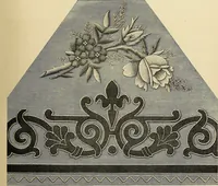 An illustration from Art needlework. A complete manual of embroidery in silks and crewels, with full instructions as to stitches, materials, and implements. Containing also a large number of original designs and a handsome coloured design for crewel work (1882)