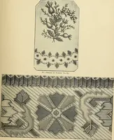 An illustration from Art needlework. A complete manual of embroidery in silks and crewels, with full instructions as to stitches, materials, and implements. Containing also a large number of original designs and a handsome coloured design for crewel work (1882)