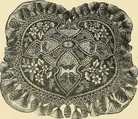 An illustration from Art needlework. A complete manual of embroidery in silks and crewels, with full instructions as to stitches, materials, and implements. Containing also a large number of original designs and a handsome coloured design for crewel work (1882)