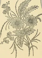 An illustration from Art needlework. A complete manual of embroidery in silks and crewels, with full instructions as to stitches, materials, and implements. Containing also a large number of original designs and a handsome coloured design for crewel work (1882)