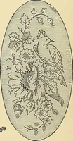 An illustration from Art needlework. A complete manual of embroidery in silks and crewels, with full instructions as to stitches, materials, and implements. Containing also a large number of original designs and a handsome coloured design for crewel work (1882)