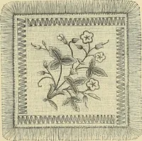 An illustration from Art needlework. A complete manual of embroidery in silks and crewels, with full instructions as to stitches, materials, and implements. Containing also a large number of original designs and a handsome coloured design for crewel work (1882)