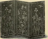 An illustration from Art needlework. A complete manual of embroidery in silks and crewels, with full instructions as to stitches, materials, and implements. Containing also a large number of original designs and a handsome coloured design for crewel work (1882)