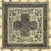 An illustration from Art needlework. A complete manual of embroidery in silks and crewels, with full instructions as to stitches, materials, and implements. Containing also a large number of original designs and a handsome coloured design for crewel work (1882)