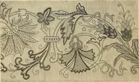 An illustration from Art needlework. A complete manual of embroidery in silks and crewels, with full instructions as to stitches, materials, and implements. Containing also a large number of original designs and a handsome coloured design for crewel work (1882)