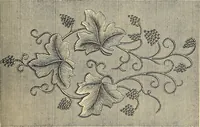 An illustration from Art needlework. A complete manual of embroidery in silks and crewels, with full instructions as to stitches, materials, and implements. Containing also a large number of original designs and a handsome coloured design for crewel work (1882)