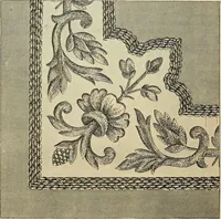 An illustration from Art needlework. A complete manual of embroidery in silks and crewels, with full instructions as to stitches, materials, and implements. Containing also a large number of original designs and a handsome coloured design for crewel work (1882)