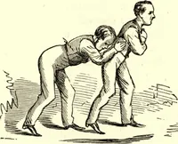 An illustration from The art of amusing : being a collection of graceful arts, merry games, odd tricks, curious puzzles, and new charades : together with suggestions for private theatricals, tableaux, and all sorts of parlor and family amusements (1866)