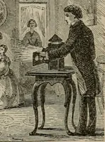 An illustration from Art recreations; being a complete guide to pencil drawing, oil painting, water-color painting, crayon drawing and painting, painting on ground glass, Grecian painting, antique painting, oriental painting, sign painting, theorem painting, ferneries, moss work, papier mache, cone work, feather flowers, potichomanie, leather work, hair work, taxidermy, gilding and bronzing, plaster work, decalcomanie, wax work, shell work, magic lantern, paper flowers, imitation of pearl, the aquqrium, sealing-wax painting, panorama painting, coloring photographs, enamel painting, etc. (1873)