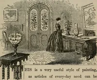 Picture 34 of 82 from Art recreations; being a complete guide to pencil drawing, oil painting, water-color painting, crayon drawing and painting, painting on ground glass, Grecian painting, antique painting, oriental painting, sign painting, theorem painting, ferneries, moss work, papier mache, cone work, feather flowers, potichomanie, leather work, hair work, taxidermy, gilding and bronzing, plaster work, decalcomanie, wax work, shell work, magic lantern, paper flowers, imitation of pearl, the aquqrium, sealing-wax painting, panorama painting, coloring photographs, enamel painting, etc. (1873), leaf 186