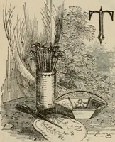 An illustration from Art recreations; being a complete guide to pencil drawing, oil painting, water-color painting, crayon drawing and painting, painting on ground glass, Grecian painting, antique painting, oriental painting, sign painting, theorem painting, ferneries, moss work, papier mache, cone work, feather flowers, potichomanie, leather work, hair work, taxidermy, gilding and bronzing, plaster work, decalcomanie, wax work, shell work, magic lantern, paper flowers, imitation of pearl, the aquqrium, sealing-wax painting, panorama painting, coloring photographs, enamel painting, etc. (1873)