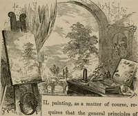 Picture 21 of 82 from Art recreations; being a complete guide to pencil drawing, oil painting, water-color painting, crayon drawing and painting, painting on ground glass, Grecian painting, antique painting, oriental painting, sign painting, theorem painting, ferneries, moss work, papier mache, cone work, feather flowers, potichomanie, leather work, hair work, taxidermy, gilding and bronzing, plaster work, decalcomanie, wax work, shell work, magic lantern, paper flowers, imitation of pearl, the aquqrium, sealing-wax painting, panorama painting, coloring photographs, enamel painting, etc. (1873), leaf 56