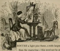 Picture 24 of 82 from Art recreations; being a complete guide to pencil drawing, oil painting, water-color painting, crayon drawing and painting, painting on ground glass, Grecian painting, antique painting, oriental painting, sign painting, theorem painting, ferneries, moss work, papier mache, cone work, feather flowers, potichomanie, leather work, hair work, taxidermy, gilding and bronzing, plaster work, decalcomanie, wax work, shell work, magic lantern, paper flowers, imitation of pearl, the aquqrium, sealing-wax painting, panorama painting, coloring photographs, enamel painting, etc. (1873), leaf 80