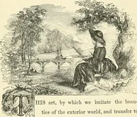 An illustration from Art recreations : being a complete guide to pencil drawing, oil painting ... moss work, papier mache...wax work, shell work...enamel painting, etc. (1871)