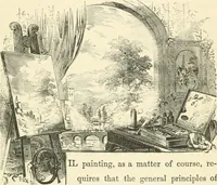An illustration from Art recreations : being a complete guide to pencil drawing, oil painting ... moss work, papier mache...wax work, shell work...enamel painting, etc. (1871)