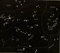 An illustration from Astronomy with an opera-glass: a popular introduction to the study of the starry heavens with the simplest of optical instruments, with maps and directions to facilitate the recognition of the constellations and the principal stars visible to the naked eye; (1888)
