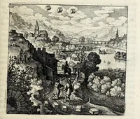 An illustration from Atalanta fugiens, hoc est, Emblemata nova de secretis naturae chymica : accomodata partim oculis & intellectui, figuris cupro incisis, adjectisque sententiis, epigrammatis & notis, partim auribus & recreationi animi plus minus 50 fugis musicalibus trium vocum, quarum duae ad unam simplicem melodiam distichis canendis peraptam, correspondeant, non abs[que] singulari jucunditate videnda, legenda, meditanda, intelligenda, dijudicanda, canenda & audienda (1618)