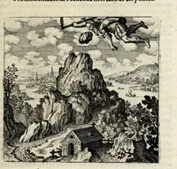 Picture 9 of 30 from Atalanta fugiens, hoc est, Emblemata nova de secretis naturae chymica : accomodata partim oculis & intellectui, figuris cupro incisis, adjectisque sententiis, epigrammatis & notis, partim auribus & recreationi animi plus minus 50 fugis musicalibus trium vocum, quarum duae ad unam simplicem melodiam distichis canendis peraptam, correspondeant, non abs[que] singulari jucunditate videnda, legenda, meditanda, intelligenda, dijudicanda, canenda & audienda (1618), leaf 65