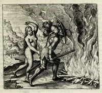 Picture 13 of 30 from Atalanta fugiens, hoc est, Emblemata nova de secretis naturae chymica : accomodata partim oculis & intellectui, figuris cupro incisis, adjectisque sententiis, epigrammatis & notis, partim auribus & recreationi animi plus minus 50 fugis musicalibus trium vocum, quarum duae ad unam simplicem melodiam distichis canendis peraptam, correspondeant, non abs[que] singulari jucunditate videnda, legenda, meditanda, intelligenda, dijudicanda, canenda & audienda (1618), leaf 97