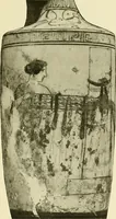 An illustration from Athenian lekythoi : with outline drawing in matt color on a white ground : appendix: additional lekythoi with outline drawing in glaze varnish on a white ground (1914)