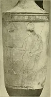 An illustration from Athenian lekythoi : with outline drawing in matt color on a white ground : appendix: additional lekythoi with outline drawing in glaze varnish on a white ground (1914)