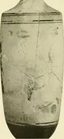 An illustration from Athenian lekythoi : with outline drawing in matt color on a white ground : appendix: additional lekythoi with outline drawing in glaze varnish on a white ground (1914)