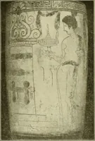 An illustration from Athenian lekythoi : with outline drawing in matt color on a white ground : appendix: additional lekythoi with outline drawing in glaze varnish on a white ground (1914)