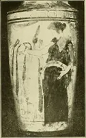 An illustration from Athenian lekythoi : with outline drawing in matt color on a white ground : appendix: additional lekythoi with outline drawing in glaze varnish on a white ground (1914)