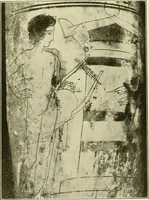 An illustration from Athenian lekythoi : with outline drawing in matt color on a white ground : appendix: additional lekythoi with outline drawing in glaze varnish on a white ground (1914)