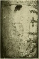 An illustration from Athenian lekythoi : with outline drawing in matt color on a white ground : appendix: additional lekythoi with outline drawing in glaze varnish on a white ground (1914)