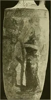 An illustration from Athenian lekythoi : with outline drawing in matt color on a white ground : appendix: additional lekythoi with outline drawing in glaze varnish on a white ground (1914)