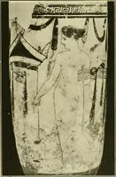 An illustration from Athenian lekythoi : with outline drawing in matt color on a white ground : appendix: additional lekythoi with outline drawing in glaze varnish on a white ground (1914)