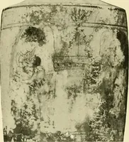 An illustration from Athenian lekythoi : with outline drawing in matt color on a white ground : appendix: additional lekythoi with outline drawing in glaze varnish on a white ground (1914)