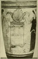 An illustration from Athenian lekythoi : with outline drawing in matt color on a white ground : appendix: additional lekythoi with outline drawing in glaze varnish on a white ground (1914)