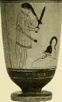 An illustration from Athenian lekythoi : with outline drawing in matt color on a white ground : appendix: additional lekythoi with outline drawing in glaze varnish on a white ground (1914)