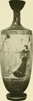 An illustration from Athenian lekythoi : with outline drawing in matt color on a white ground : appendix: additional lekythoi with outline drawing in glaze varnish on a white ground (1914)