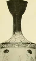 An illustration from Athenian lekythoi : with outline drawing in matt color on a white ground : appendix: additional lekythoi with outline drawing in glaze varnish on a white ground (1914)