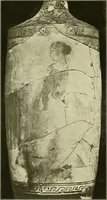 An illustration from Athenian lekythoi : with outline drawing in matt color on a white ground : appendix: additional lekythoi with outline drawing in glaze varnish on a white ground (1914)