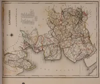 An illustration from Atlas to the Topographical Dictionary of England, comprising a general map of England, a map of London, and maps of the counties of Bedford ... and York (1845)