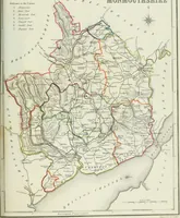 An illustration from Atlas to the Topographical Dictionary of England, comprising a general map of England, a map of London, and maps of the counties of Bedford ... and York (1845)