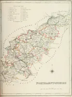 An illustration from Atlas to the Topographical Dictionary of England, comprising a general map of England, a map of London, and maps of the counties of Bedford ... and York (1845)