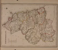 An illustration from Atlas to the Topographical Dictionary of England, comprising a general map of England, a map of London, and maps of the counties of Bedford ... and York (1845)